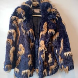 ASOS DESIGN patched faux fur coat